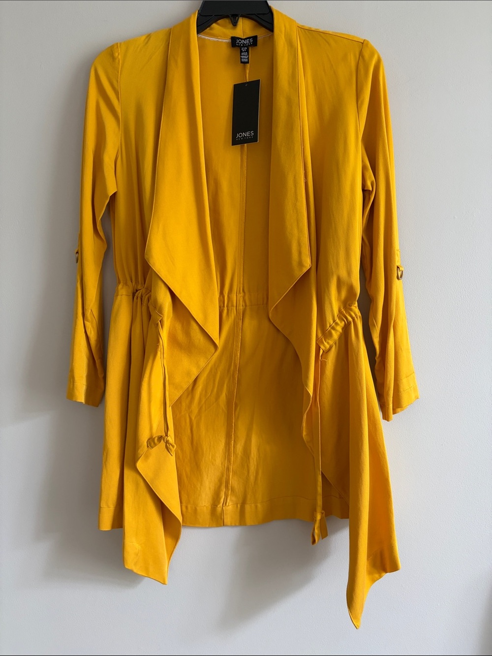 Jones New York Mustard Draped Drawstring Trench Coat